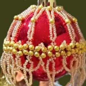 Scalloped Handmade Beaded Christmas Ornament Cover